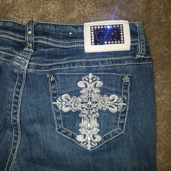 Grace in LA Denim - Grace in LA Women's Cross Embroidered Pocket